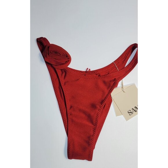 SAME LOS ANGELES Other - SAME Los Angeles Bottom Swim Womens High Rise Rosette Red Medium, Small